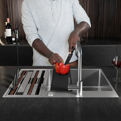 Load image into Gallery viewer, Franke Box Center Kitchen Sink Stainless Steel Double Bowl BWX 220-54-27 WCR