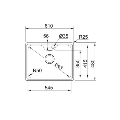 Load image into Gallery viewer, Franke Bell Kitchen Sink Stainless Steel Single Bowl BCX 610-61