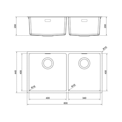 Load image into Gallery viewer, Franke Felix Kitchen Sink Stainless Steel Double Bowl FEX 120-40-34