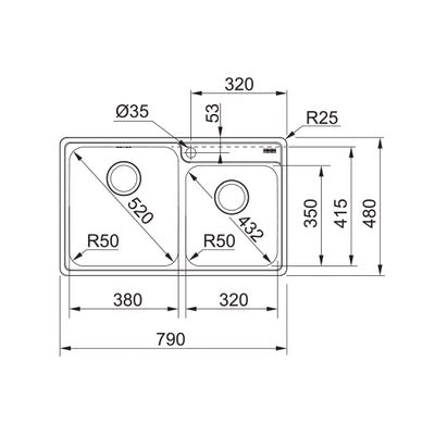 Load image into Gallery viewer, Franke Bell Kitchen Sink Stainless Steel Double Bowl BCX 620-38-32
