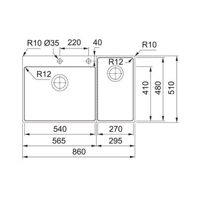 Load image into Gallery viewer, Franke Box Center Kitchen Sink Stainless Steel Double Bowl BWX 220-54-27 WCR
